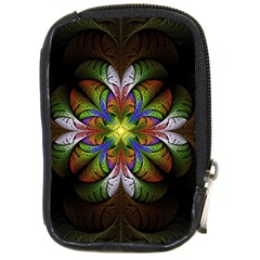 Fractal Flower Fantasy Pattern Compact Camera Leather Case by Wegoenart