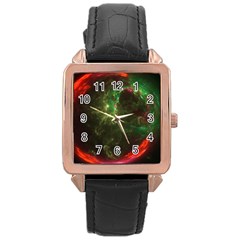 Space Cosmos Galaxy Universe Sky Rose Gold Leather Watch  by Wegoenart