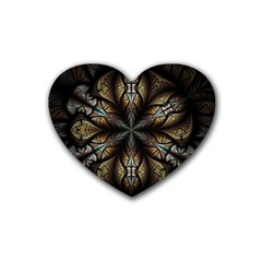 Fractal Flower Fantasy Floral Heart Coaster (4 Pack)  by Wegoenart