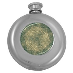 Fractal Abstract Background Pattern Round Hip Flask (5 Oz) by Wegoenart