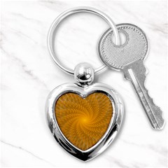 Fractal Abstract Background Pattern Gold Golden Yellow Key Chain (heart) by Wegoenart