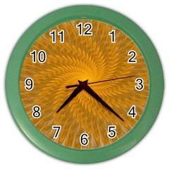 Fractal Abstract Background Pattern Gold Golden Yellow Color Wall Clock by Wegoenart