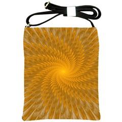 Fractal Abstract Background Pattern Gold Golden Yellow Shoulder Sling Bag by Wegoenart