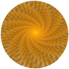 Fractal Abstract Background Pattern Gold Golden Yellow Wooden Puzzle Round by Wegoenart