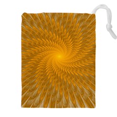 Fractal Abstract Background Pattern Gold Golden Yellow Drawstring Pouch (5xl)