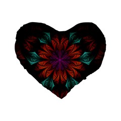 Fractal Flower Fantasy Floral Standard 16  Premium Heart Shape Cushions by Wegoenart