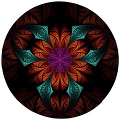 Fractal Flower Fantasy Floral Wooden Puzzle Round by Wegoenart