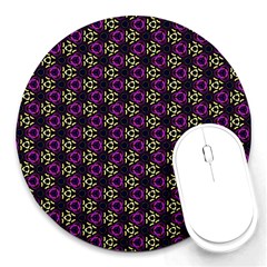 Wallpaper Floral Pattern Purple Round Mousepads by Wegoenart