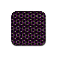 Wallpaper Floral Pattern Purple Rubber Coaster (square)  by Wegoenart