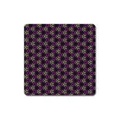 Wallpaper Floral Pattern Purple Square Magnet by Wegoenart