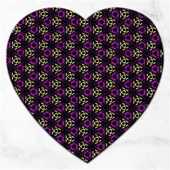 Wallpaper Floral Pattern Purple Jigsaw Puzzle (heart) by Wegoenart