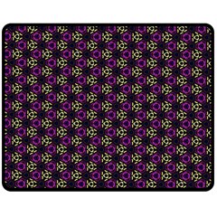 Wallpaper Floral Pattern Purple Double Sided Fleece Blanket (medium)  by Wegoenart