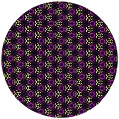 Wallpaper Floral Pattern Purple Wooden Puzzle Round by Wegoenart