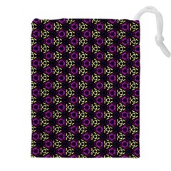 Wallpaper Floral Pattern Purple Drawstring Pouch (5xl) by Wegoenart