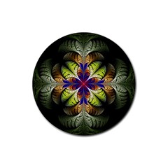 Fractal Flower Fantasy Design Rubber Coaster (round)  by Wegoenart