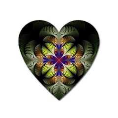 Fractal Flower Fantasy Design Heart Magnet by Wegoenart