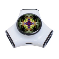 Fractal Flower Fantasy Design 3-port Usb Hub by Wegoenart