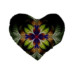 Fractal Flower Fantasy Design Standard 16  Premium Heart Shape Cushions by Wegoenart