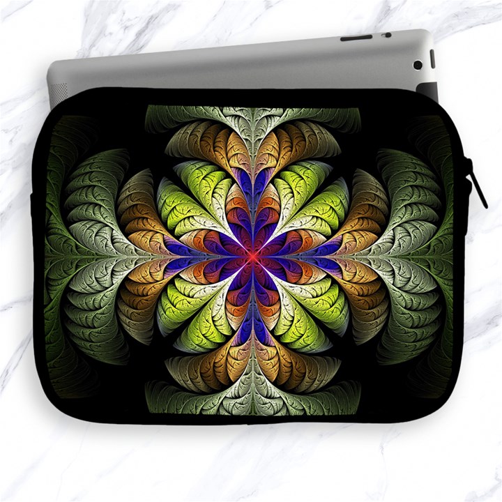 Fractal Flower Fantasy Design Apple iPad 2/3/4 Zipper Cases