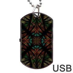 Fractal Fantasy Design Texture Dog Tag Usb Flash (two Sides) by Wegoenart