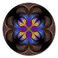 Fractal Flower Fantasy Floral Magnet 5  (round) by Wegoenart