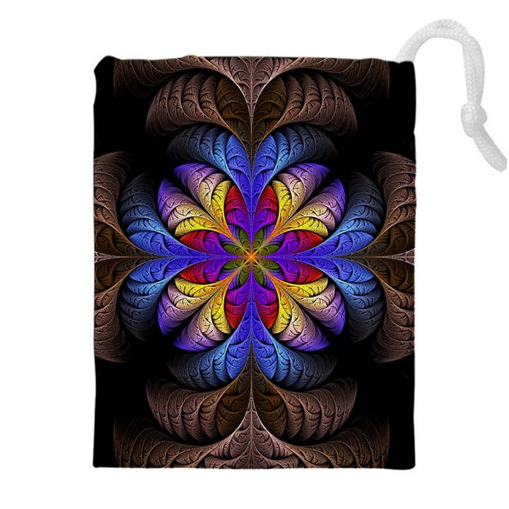 Fractal Flower Fantasy Floral Drawstring Pouch (4XL)