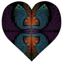 Art Abstract Fractal Pattern Wooden Puzzle Heart by Wegoenart