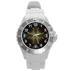 Fractal Art Abstract Pattern Round Plastic Sport Watch (L)