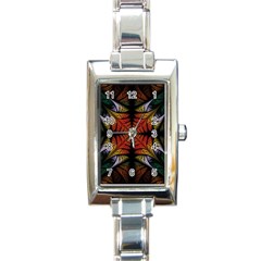 Ornament Decorative Floral Design Rectangle Italian Charm Watch by Wegoenart