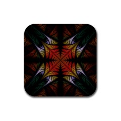 Ornament Decorative Floral Design Rubber Square Coaster (4 Pack)  by Wegoenart