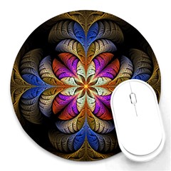 Fractal Flower Fantasy Pattern Round Mousepads by Wegoenart