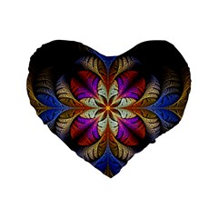 Fractal Flower Fantasy Pattern Standard 16  Premium Heart Shape Cushions by Wegoenart