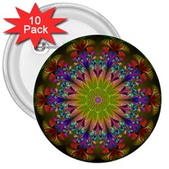 Fractal Abstract Background Pattern 3  Buttons (10 pack) 