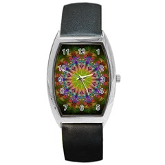 Fractal Abstract Background Pattern Barrel Style Metal Watch