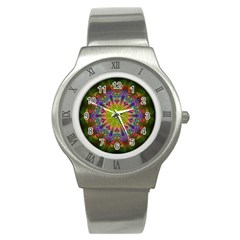 Fractal Abstract Background Pattern Stainless Steel Watch