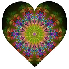 Fractal Abstract Background Pattern Wooden Puzzle Heart