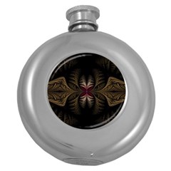 Fractal Abstract Design Mystical Round Hip Flask (5 Oz) by Wegoenart