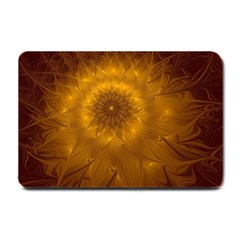 Fractal Flower Floral Gold Pattern Small Doormat  by Wegoenart