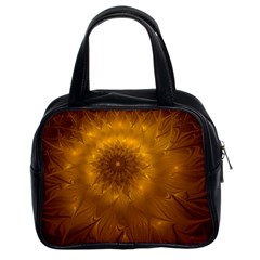 Fractal Flower Floral Gold Pattern Classic Handbag (two Sides) by Wegoenart