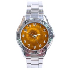 Fractal Flower Floral Gold Pattern Stainless Steel Analogue Watch by Wegoenart