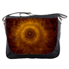 Fractal Flower Floral Gold Pattern Messenger Bag by Wegoenart