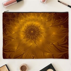 Fractal Flower Floral Gold Pattern Cosmetic Bag (xxxl) by Wegoenart