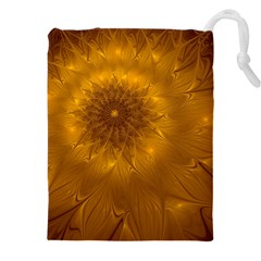 Fractal Flower Floral Gold Pattern Drawstring Pouch (4xl)