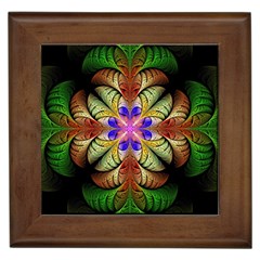 Fractal Abstract Flower Floral Framed Tile by Wegoenart