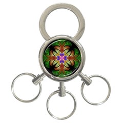 Fractal Abstract Flower Floral 3-ring Key Chain by Wegoenart