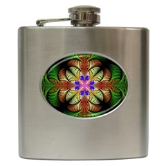 Fractal Abstract Flower Floral Hip Flask (6 Oz) by Wegoenart