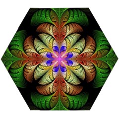 Fractal Abstract Flower Floral Wooden Puzzle Hexagon by Wegoenart