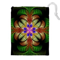 Fractal Abstract Flower Floral Drawstring Pouch (4xl)