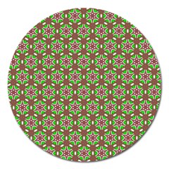 Background Green Ornamental Pattern Magnet 5  (round)