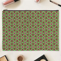 Background Green Ornamental Pattern Cosmetic Bag (xxxl) by Wegoenart